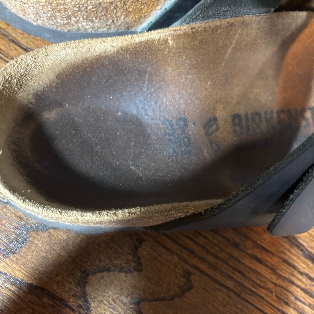 Birkenstock Women’s Black Leather Strappy Sandals Size 39 US 8 Comfort - Picture 5 of 6